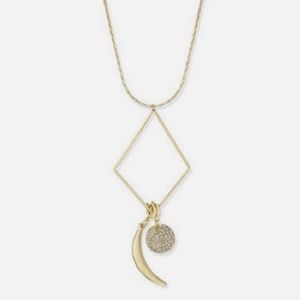 INC International Concepts Add-a-Charm Gold Diamond Crescent Pendant Necklace